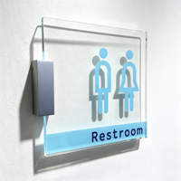Panneau de signalisation LED en acrylique pour toilettes, signalétique rétroéclairée pour portes de toilettes, indicateur mural pour salles de bain d'hôtels, bureaux et bâtiments commerciaux