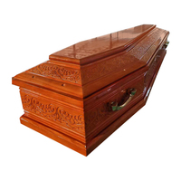 Ataúd de Madera con Fino Tallado de Corazón, Acabado de Alto Brillo, Estilo Clásico, Ataúd de Madera Sólida para Funerales Europeos