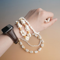 Élégant Collier Long Fait Main Perlé de Plage en Coquillages Naturels Bohème