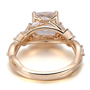 Anelli in Oro Giallo 18K con Diamanti D VS1 da 2,5 Carati, Taglio Cushion Creato in Laboratorio, Design Unico, Gioielli da <span class=keywords><strong>Donna</strong></span> per Anniversario - Product Image 2