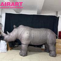 Décoration extérieure, rhinocéros gonflable gris, rhinocéros gonflable géant pour fête