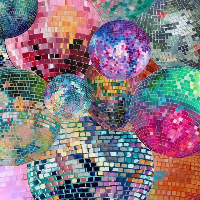 Custom Glitter Hanging Ceiling Decoration with Colorful Disco Mirror Ball