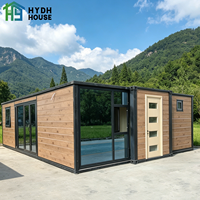 Rumah Prefabrikasi Kontainer Baja Ekspansi Ukuran Khusus 20Ft 40Ft 30Ft, Villa 2-5 Kamar Tidur Mewah Portabel Panel Sandwich