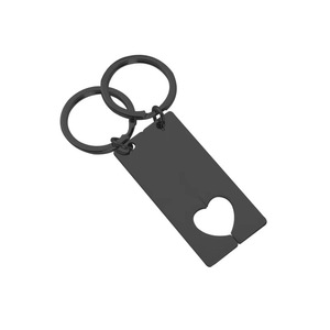 Wholesale 12*50mm Gold Plated Stainless Steel Rectangle <b>Keychain</b> Fashionable Lovers Heart Design <b>Personalized</b> DIY Logo for Gift - Product Image 2