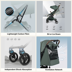 EN1888-2 Coches pour bébés. Poussette bébé pliable à une main en fibre de carbone, 4,9 kg, légère, pour nourrissons, nouveau-nés, garçons et filles - Product Image 2
