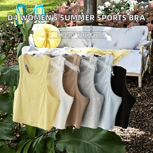 Débardeur de sport respirant à maintien élevé pour femme, motif écossais, style décontracté polyvalent, col en V, avec logo frontal, amincissant et sculptant - Product Image 2