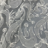 Nouveau tissu en maille polyester élasthanne brodé 3D, dentelle tulle pour robe de mariée, robe de soirée, accessoires pour cheveux et rideaux
