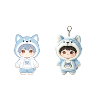 Porte-clés en peluche personnalisé Husky de dessin animé, figurine anime en peluche douce avec capuche pour sac à dos, cadeau pour enfants