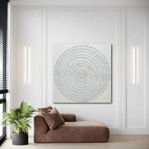 Peinture artisanale Décoration murale Art mural sur toile grande taille Décoration intérieure Art mural de luxe Fleur blanche en plâtre - Product Image 4