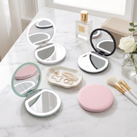 Miroir de poche portable cosmétique grossissant avec écran tactile intelligent Miroir compact rose
