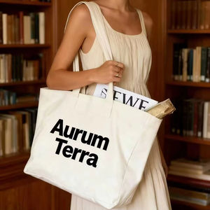 Sac fourre-tout en toile de coton réutilisable à grande capacité avec logo personnalisé Chuanghua, sac fourre-tout en toile pliable, sac à bandoulière - Product Image 1