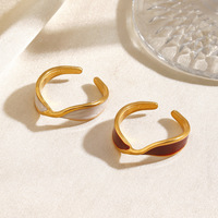 Bague en acier inoxydable avec croix émaillée rouge et blanche, deux tons, pour l'index, vente en gros, élégante, décontractée, accessoires pour femme TGJZ6076