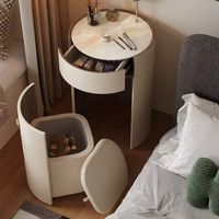 Coiffeuse minimaliste italienne avec miroir éclairé et tiroirs, design amovible pour salles de bain et salles à manger