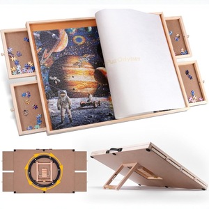 Table de présentation de puzzles en bois 2026 avec tiroirs, cadre rotatif à 360 degrés, plateau portable pour puzzles, boîte à ombre pour loisirs en famille - Product Image 1