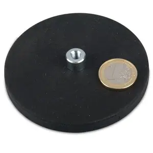 Aimants à vis plats noirs Super puissants de taille personnalisée aimants de montage revêtus de caoutchouc magnétiques en néodyme