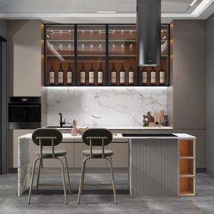 Armario personalizado de nuevo diseño, conjunto modular de fábrica, armario de madera contrachapada moderno, Isla de almacenamiento, armarios de cocina italianos - Product Image 5