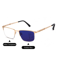 Lunettes photochromiques antireflet pour hommes, verres à changement de couleur, anti-lumière bleue, demi-monture, progressives, multifocales, pour la lecture