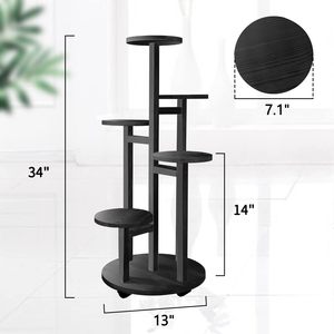 Scaffale Angolare Alto a 5 Livelli <span class=keywords><strong>in</strong></span> <span class=keywords><strong>Legno</strong></span> Nero per Piante, Espositore Multilivello per Piante da Interno, Balcone, Giardino, Patio, Soggiorno - Product Image 3