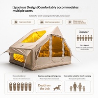 Tente gonflable 6.3 en tissu Oxford monocouche, pliable quatre saisons, imperméable pour le camping extérieur, pour 3-4 personnes, design à sommet.