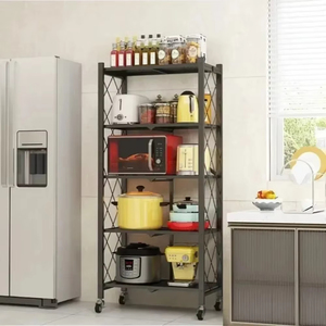 Gấp lưu trữ nhà bếp Giá cài đặt-miễn phí ngoài trời hoa đứng kệ sách thép carbon với bánh xe xe đẩy kệ sách - Product Image 4