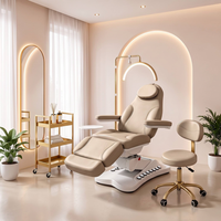 Table de soin électrique réglable avec lampe LED, lit de traitement pour salon de beauté, table de spa inclinable en cuir pour esthéticienne, vente en gros
