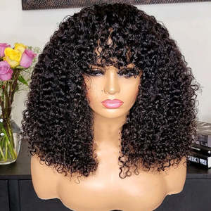 Peluca <span class=keywords><strong>Afro</strong></span> Rizada Mongol con Flequillo, Peluca Frontal de Encaje Transparente HD 13x4, Peluca de Cabello Humano 100% Rizado - Product Image 3