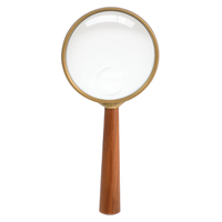 GUANYIDA G-888B-075 Wooden-style Handheld Magnifier with Round Handle 75mm Acrylic High Clarity Lens 170x78x15mm