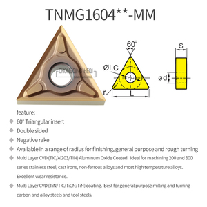 Kim loại CNC Lathe Carbide biến chèn tnmg tnmg16 tnmg1604 tnmg160404/tnmg160408 cacbua tip - Product Image 5