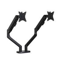 Support d'écran double pour ordinateur, argenté, réglable en hauteur, en alliage d'aluminium, fabriqué en Chine, pour la vente directe