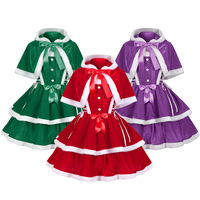 Mehrfarbige Weihnachts kleider mit Umhang Red Christmas Suspender Ärmelloses Abendkleid für Frauen