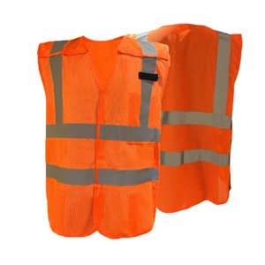 Gilet de sécurité réfléchissant CITICITY à 5 points de rupture, classe 3 ANSI, pour la construction, logo personnalisé, maille polyester, plusieurs poches - Product Image 2