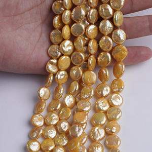 Accesorios Promocionales para Hacer Joyas de Bricolaje con Perlas de Agua Dulce de 10-11 mm, Forma de Botón, Color Dorado, con Manchas Naturales - Product Image 2