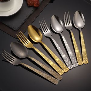 Juego de Cubiertos de Acero Inoxidable con Diseños con Patrón de Tótem, Incluye Cuchillo, Tenedor, Cuchara, Tenedor para Postre, Estilo Retro - Product Image 3