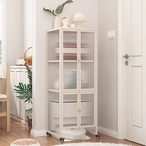 Buffet moderne en verre, meuble pour machine à laver, armoire à vin murale mobile pour salon, rangement et présentation - Product Image 3