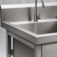 Évier de cuisine commercial à cuve unique en acier inoxydable 201/304 pour usage en restaurant