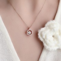 Collier en Moissanite, pendentif halo rond en CZ de 5 mm pour femmes, argent sterling 925, couleur or blanc, en stock, vente en gros, bijoux fins