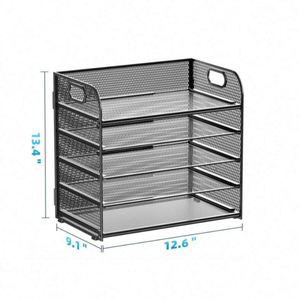 Metal Mesh Paper <b>Organizer</b> Letter Tray 5 Tier <b>File</b> <b>Organizer</b> with Handle Paper Sorter Desk <b>Organizer</b> for Home Office Supplies - Product Image 4