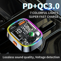 Transmisor FM para Auto con Cargador para Encendedor de Cigarrillos 5.0, Doble USB QC3.0, Reproductor MP3, Llamadas Manos Libres, Pantalla de Voltaje, Ranura para Tarjeta TF