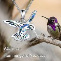 Pendentif Colibris en Coquille d'Ormeau, Argent Sterling 925, Collier Pendentif Cœur Fleur Colibris, Bijoux Colibris