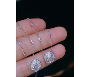 Xinfly 18K Gold Gorgeous Charm Sugar <b>Cube</b> Necklace Women 0.5 Carat Natural Diamond Square Pendant Fine Jewelry Gift - Product Image 1