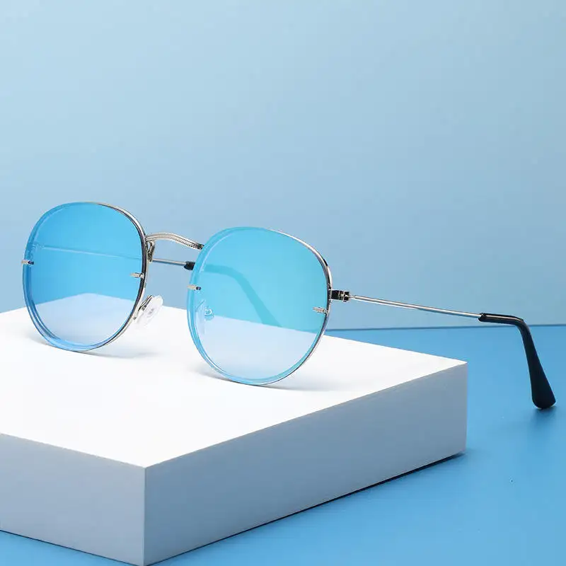 مبيعات جيدة نظارات شمسية صيفية بإطار معدني صغير عدسات ملونة