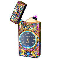 Briquet de montre sans flamme coupe-vent portable avec double arc plasma pour bougies Cigarette électrique USB Rechargeable Dragon Briquet