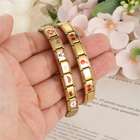 RVS DIY Modulaire Charm Sticker-stijl Gouden Valentijnsdag Rode Lip Kersen Hart Patchwork Sieraden Accessoires