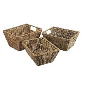 Cesta de Almacenamiento de Pasto Marino Natural, Hecha a Mano, de Alta Calidad y Duradera, Tejida con Asa para Cocina, Sala de Estar y Armario - Product Image 1