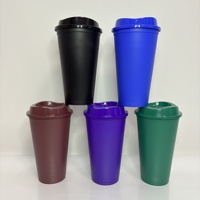 Gobelet de voyage réutilisable en plastique multicolore avec couvercle à boire directement, sans BPA, pour boissons froides, idéal pour la salle de sport, café glacé et jus