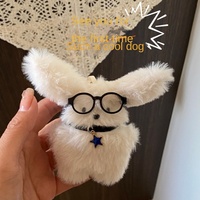 Porte-clés en peluche Lapin Pilote de dessin animé, mignon, Kawaii, adorable, pendentif de sac, breloque en peluche rembourrée, cadeau pour filles, étudiantes, femmes, pour sac à dos