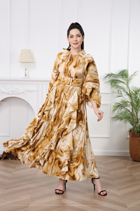 Nouveautés 2024, <span class=keywords><strong>robe</strong></span> bohème à imprimé floral jaune vintage, <span class=keywords><strong>robe</strong></span> longue à volants, manches longues, plissée, maxi <span class=keywords><strong>robe</strong></span>, convient à toutes les occasions - Product Image 4