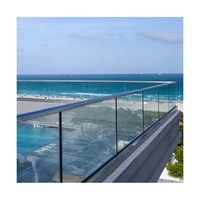 Système de balustrade en verre sans cadre avec base en aluminium, design moderne, montage au sol pour villa/bureau/hôtel