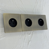Prise murale universelle 172*86 norme britannique 16A, prise française européenne, USB Type-C, bouton poussoir, double pôle, variateur de lumière, rétro, vert bronze