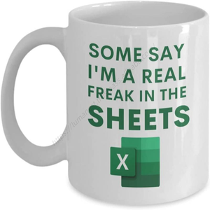 Vente en gros DD1051 – Cadeaux de bureau personnalisés pour femmes et hommes – Tasses à café blanches amusantes pour comptable – Mug « Freak in the Sheets » avec tableau de bord - Product Image 3